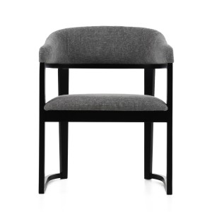 Modrest Maury - Tela gris moderna + Silla de comedor negra