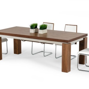 Modrest Maxi - Mesa de comedor moderna de nogal y acero inoxidable