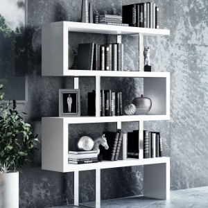 Librería Modrest Maze moderna en blanco brillante