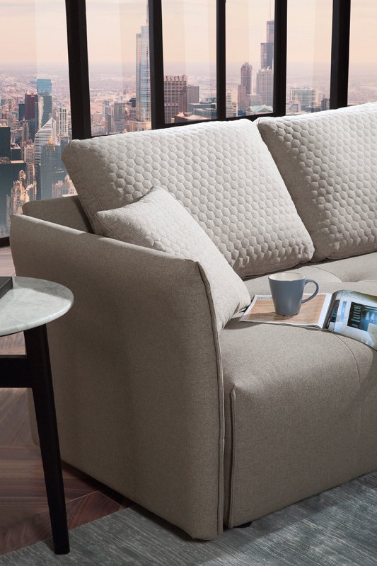 Divani Casa – Sofá cama seccional modular moderno de tela gris claro Polson