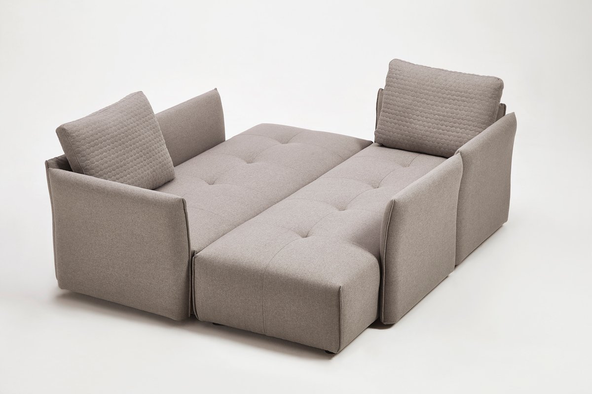 Divani Casa - Sofá cama seccional modular moderno de tela gris claro Polson - Image 3