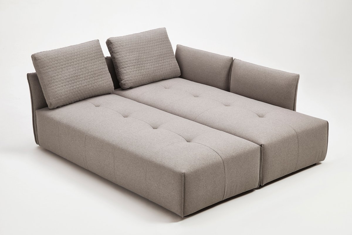 Divani Casa - Sofá cama seccional modular moderno de tela gris claro Polson - Image 4