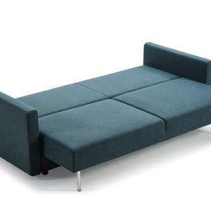 Divani Casa Fredonia Sofá cama moderno de tela azul-verde con almacenamiento