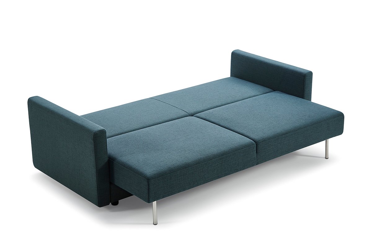 Divani Casa Fredonia Sofá cama moderno de tela azul-verde con almacenamiento