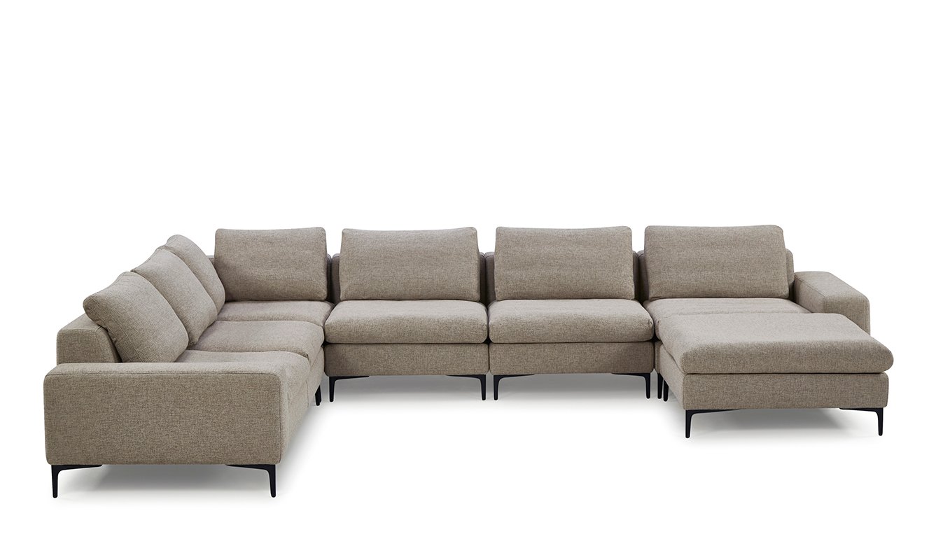 Divani Casa Cascade – Sofá seccional moderno de tela beige en forma de U
