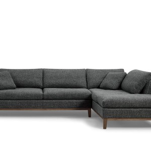 Divani Casa Hickman - Sofá seccional moderno de tela gris oscuro con orientación derecha