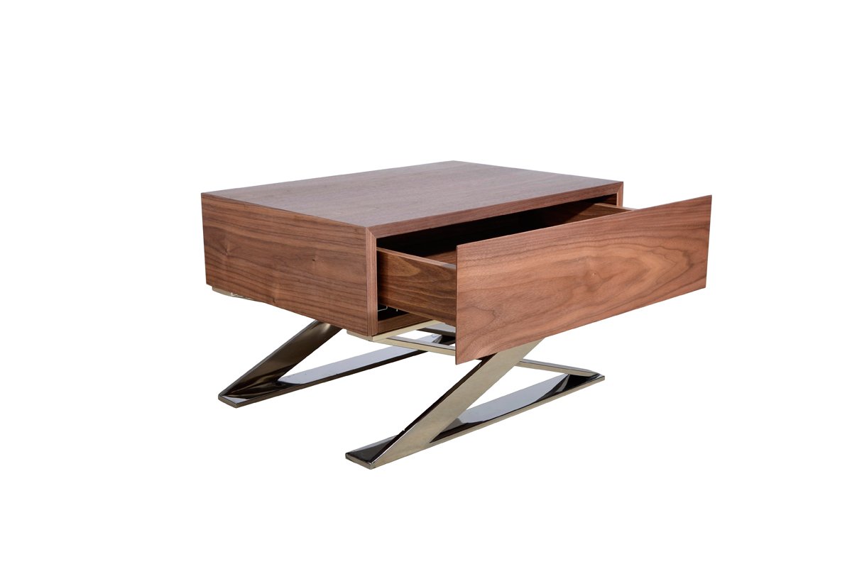 Mesita de noche moderna Modrest Canton de nogal - Image 2