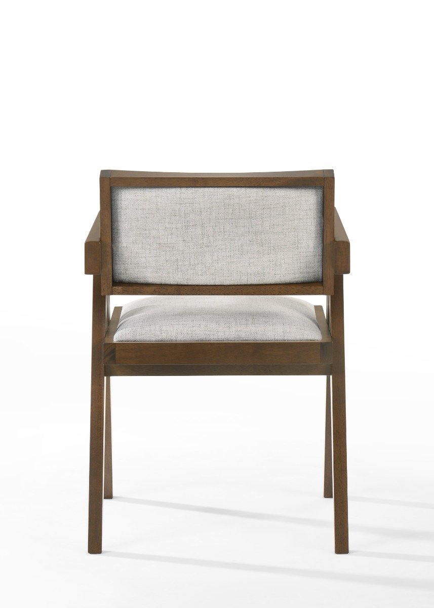 Modrest Fern - Juego de 2 sillas de comedor modernas en nogal y beige - Image 2