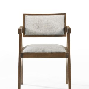 Modrest Fern - Juego de 2 sillas de comedor modernas en nogal y beige