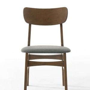 Modrest Castillo - Silla de comedor auxiliar moderna de nogal y gris (juego de 2)