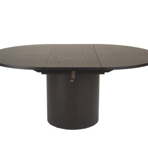 Modrest Miami - Mesa de comedor redonda moderna de roble negro con extensión
