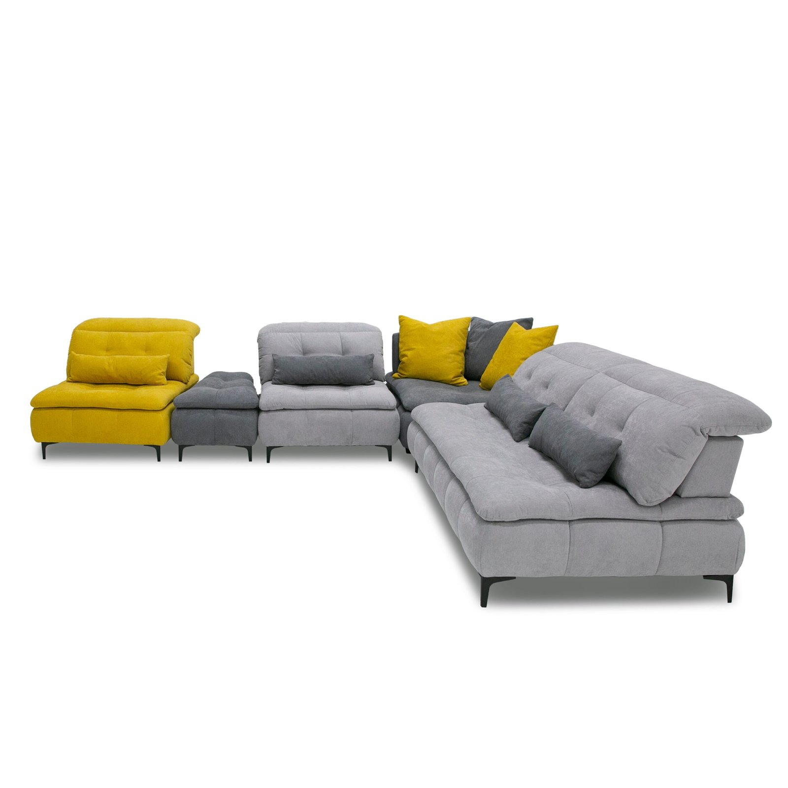 David Ferrari Mikado - Sofá seccional modular de tela italiana moderna gris + amarilla - Image 2