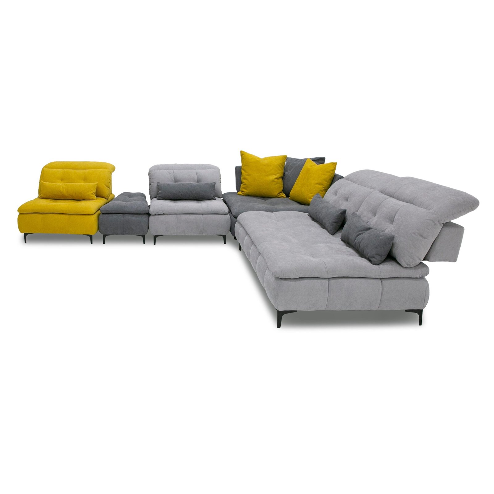 David Ferrari Mikado - Sofá seccional modular de tela italiana moderna gris + amarilla - Image 3