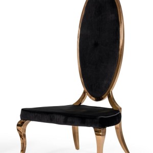 Modrest Mills - Juego de 2 sillas de comedor modernas de terciopelo negro en oro rosa