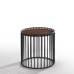 Mesa de té redonda moderna Modrest Bronson de nogal y negro