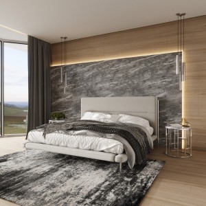 Modrest Bergeron - Recámara contemporánea de tela tejida color crema