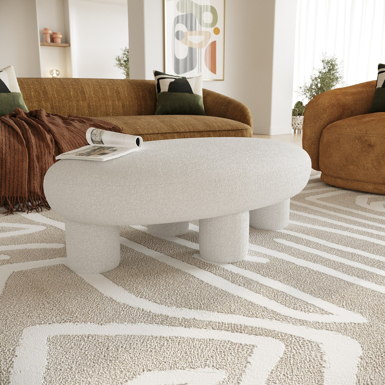 Modrest Gaynes - Banco moderno de tela color blanquecino - Image 5