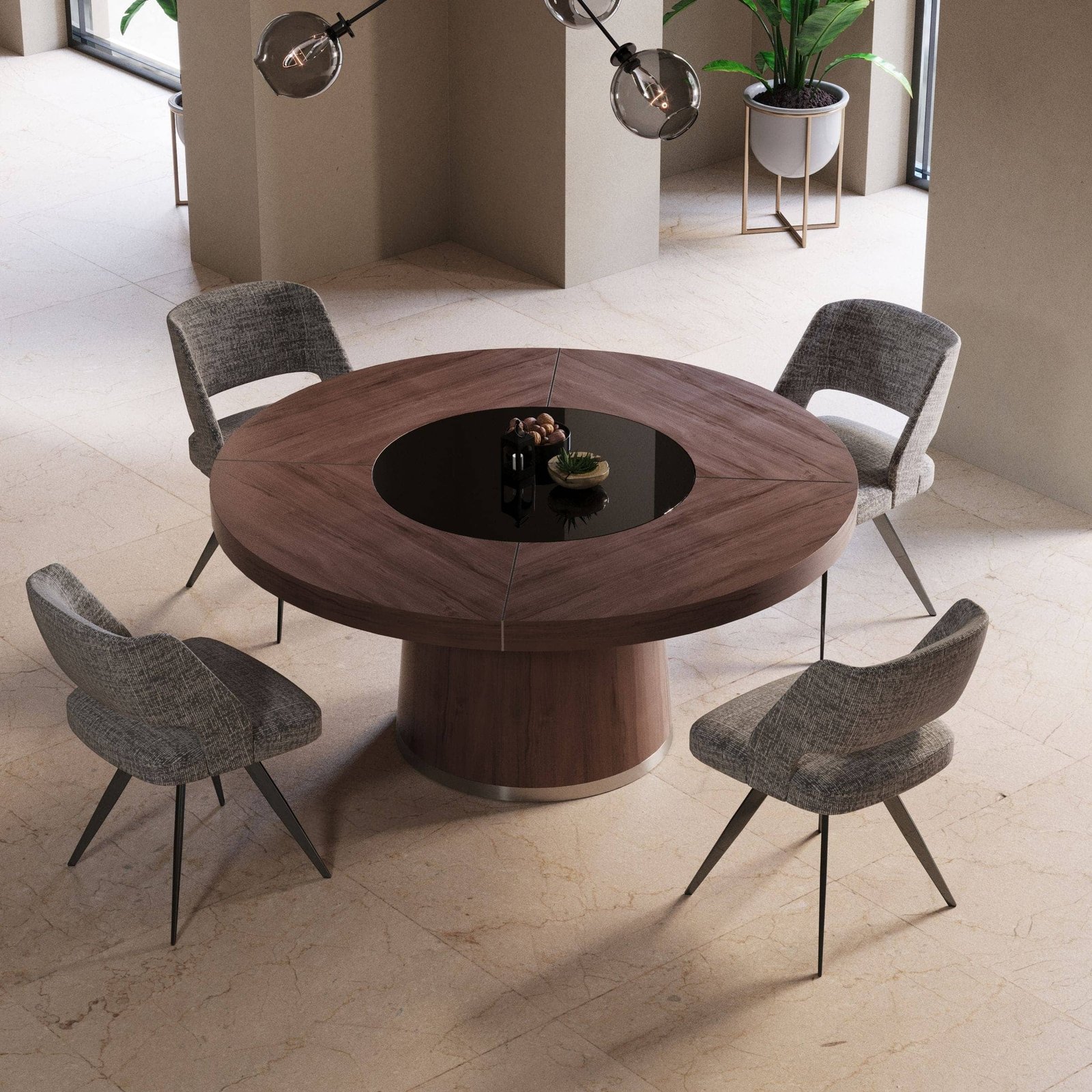 Modrest Houston - Mesa de comedor redonda moderna