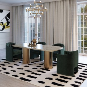 Modrest Rocky - Mesa de comedor de mármol blanco glamuroso y oro cepillado