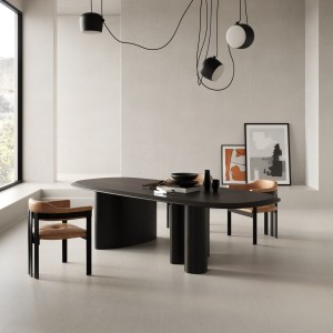 Modrest Summit - Mesa de comedor moderna de fresno negro de 118"