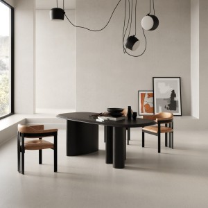 Modrest Summit - Mesa de comedor moderna de fresno negro de 87"