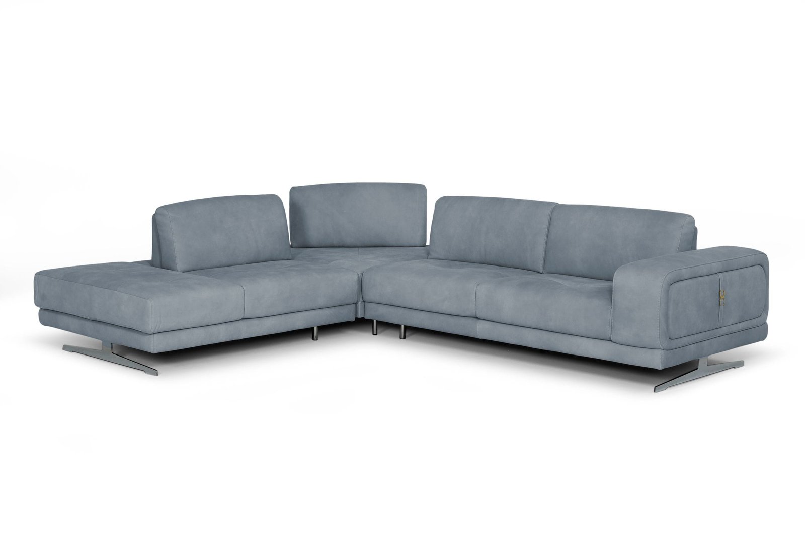 Lamod Italia Mood - Sofá seccional contemporáneo de cuero azul con orientación izquierda