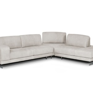 Lamod Italia Mood - Sofá seccional contemporáneo de cuero gris claro con orientación derecha