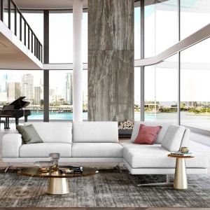 Lamod Italia Mood - Sofá seccional italiano de cuero blanco con orientación derecha