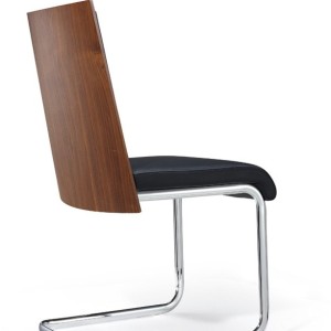 Morgan - Silla de comedor moderna en negro y nogal (juego de 2)