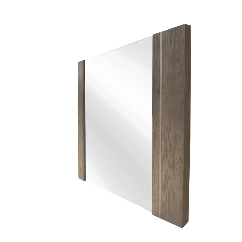 Espejo moderno Modrest Novak de roble oscuro y latón antiguo