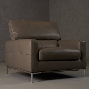Divani Casa Natalia - Silla moderna de cuero gris oscuro