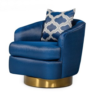 Modrest Niagra - Silla decorativa de tela azul y dorada Glam