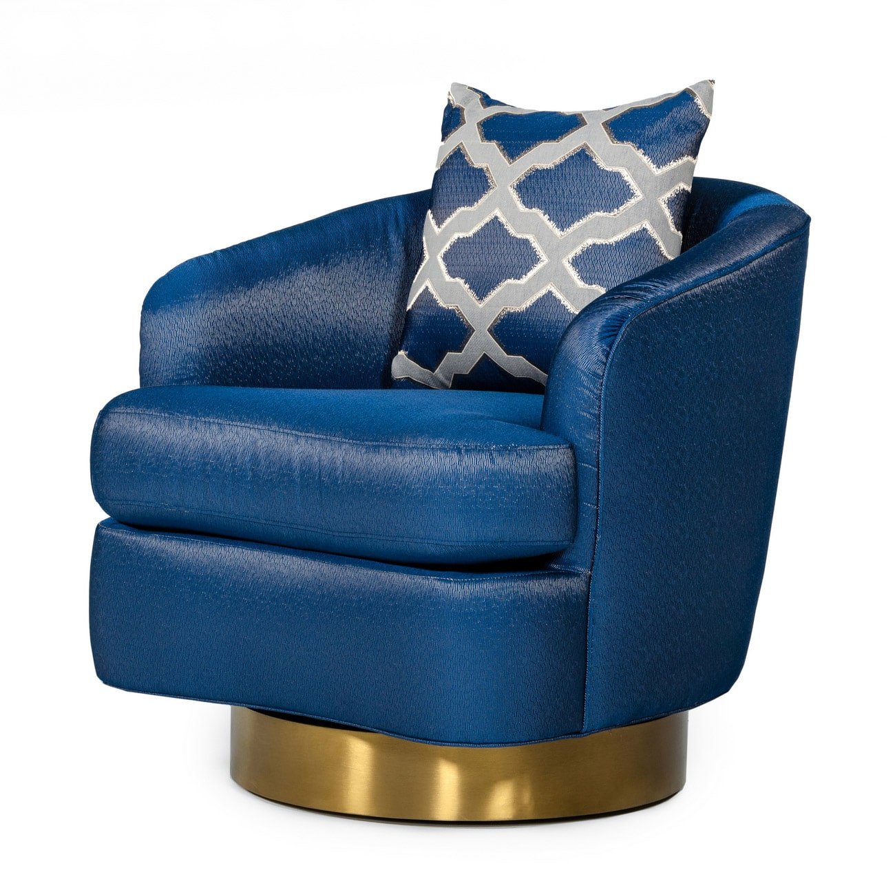 Modrest Niagra - Silla decorativa de tela azul y dorada Glam