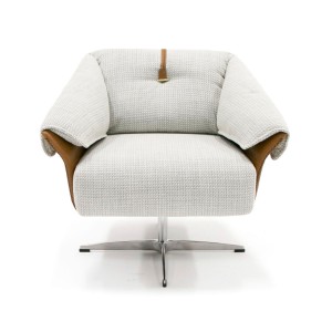 Modrest Ohio - Silla decorativa giratoria de tela gris y camel