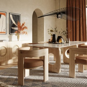 Nova Domus Osaka - Buffet moderno de fresno natural + ratán