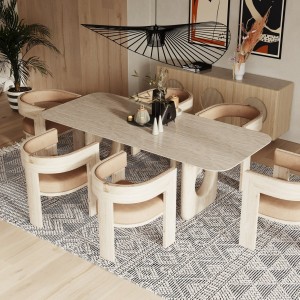 Nova Domus Osaka - Mesa de comedor moderna de mármol sintético + mesa de fresno natural