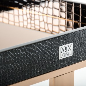 Mesa auxiliar moderna pequeña en champán y oro rosa Padua de A&X