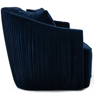 Divani Casa Palomar Sofá moderno de latón y terciopelo azul