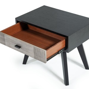 Mesita de noche Nova Domus Panther contemporánea en gris y negro