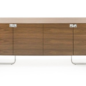 Modrest Pauline- Aparador buffet moderno de nogal y acero inoxidable