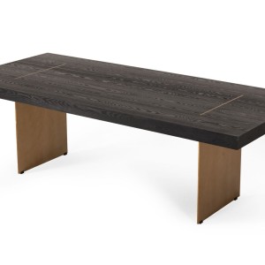 Modrest Perret - Mesa de comedor grande de fresno negro glamuroso + latón cepillado