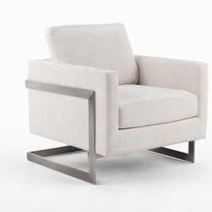 Modrest Prince - Silla contemporánea de tela blanca y detalles plateados