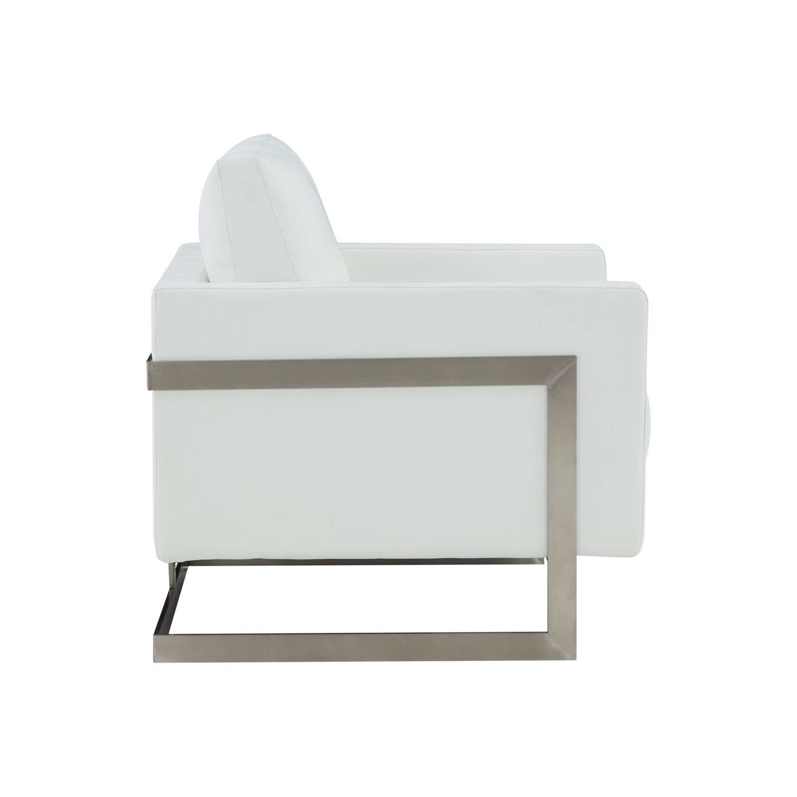 Modrest Prince - Silla decorativa contemporánea de cuero vegano blanco + plateado