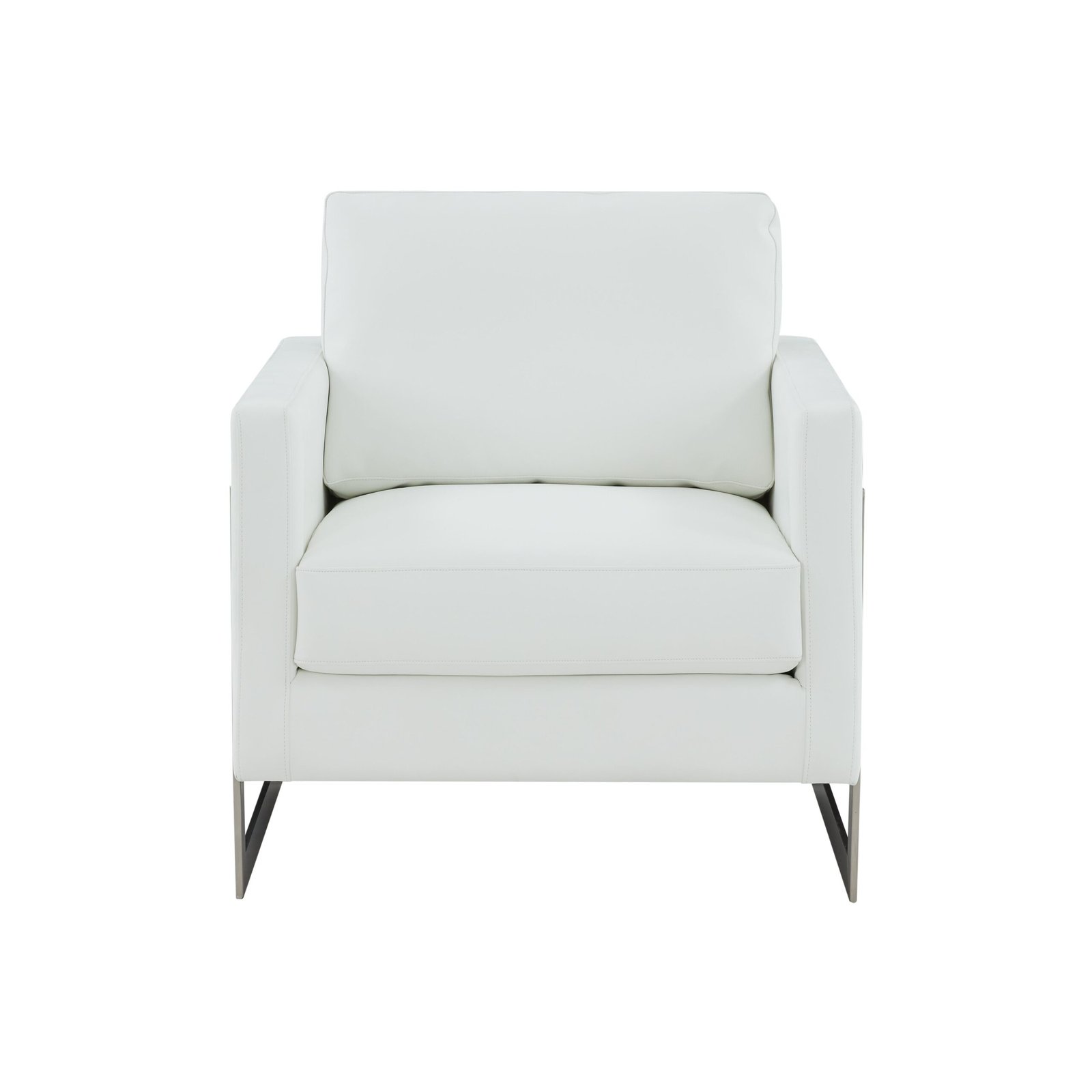 Modrest Prince - Silla decorativa contemporánea de cuero vegano blanco + plateado - Image 2