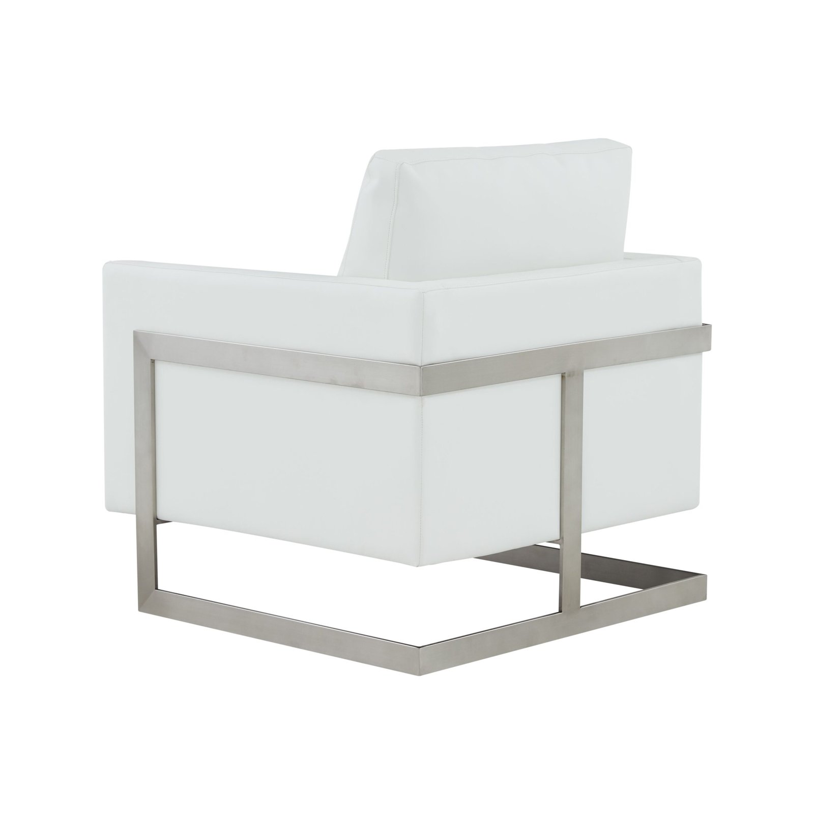 Modrest Prince - Silla decorativa contemporánea de cuero vegano blanco + plateado - Image 3