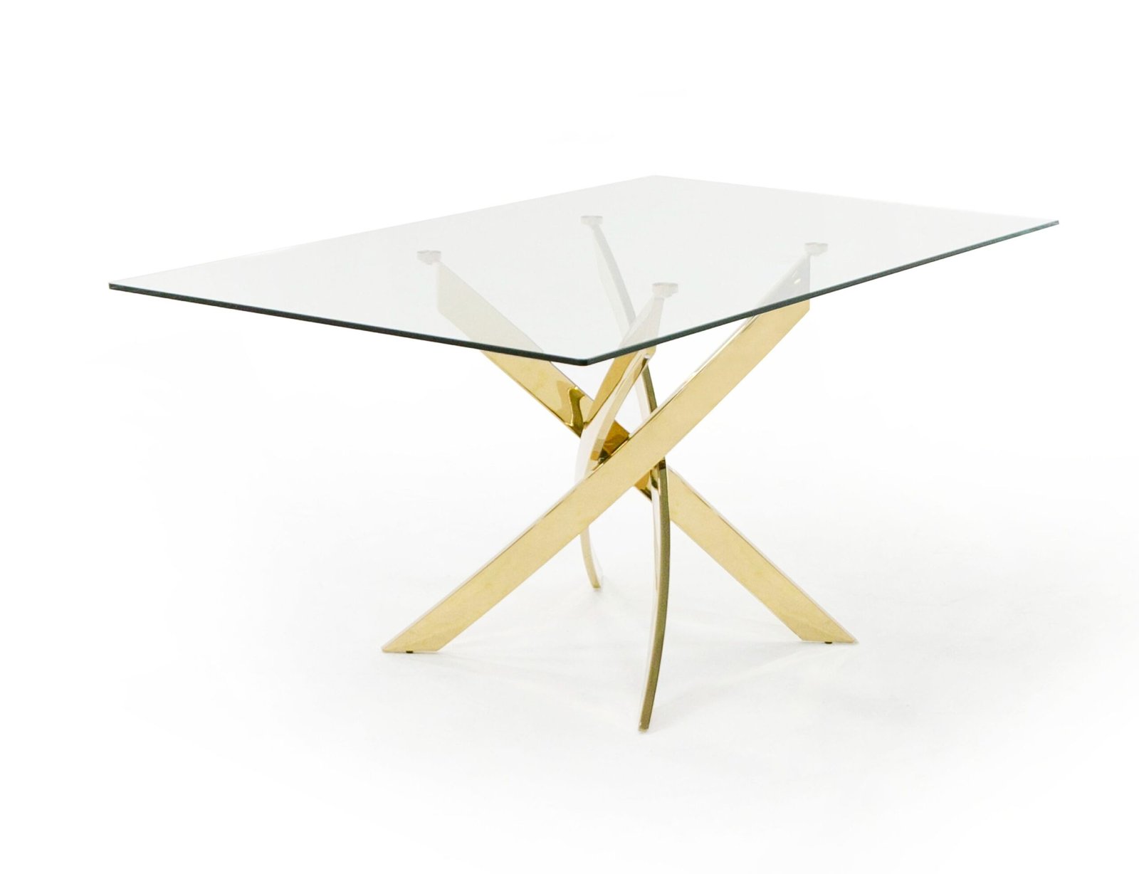Mesa de comedor moderna Modrest Pyrite de vidrio y oro