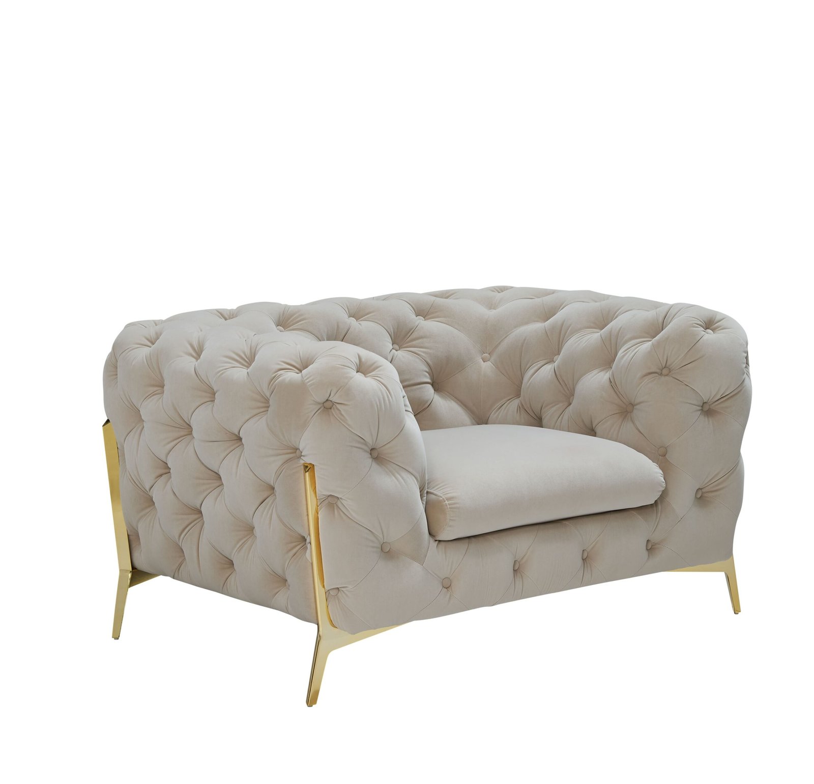 Divani Casa Quincey - Silla transicional de terciopelo beige