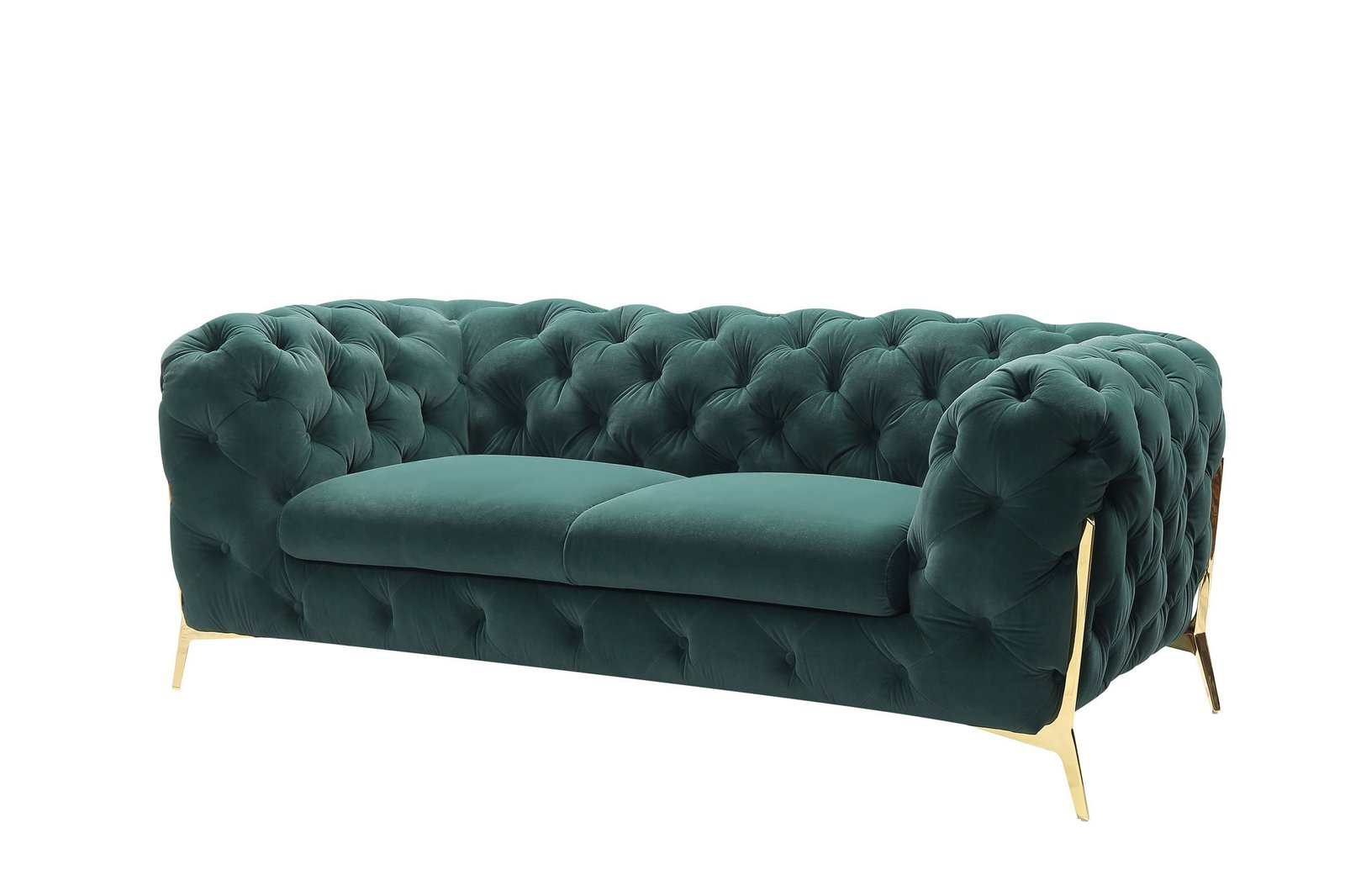 Divani Casa Quincey - Loveseat transicional de terciopelo verde esmeralda