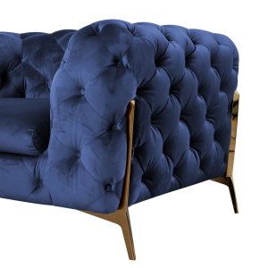 Divani Casa Quincey - Loveseat transicional de terciopelo azul