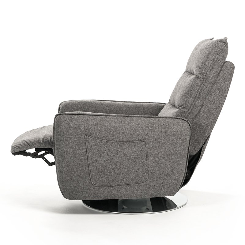 Silla reclinable moderna de tela gris Divani Casa Fairfax - Image 3
